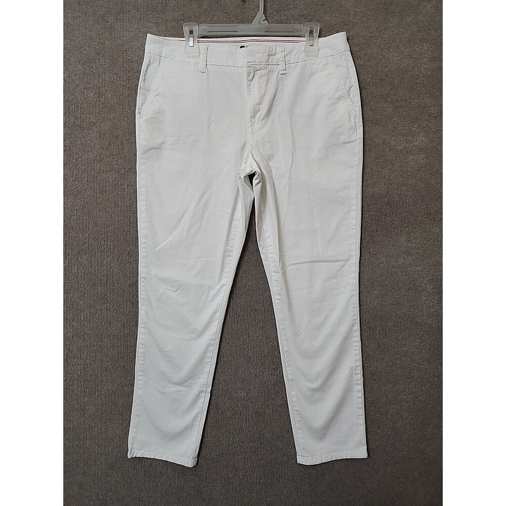 Tommy Hilfiger Hampton Slim Chino Pants Womens 12 White Stretch NEW